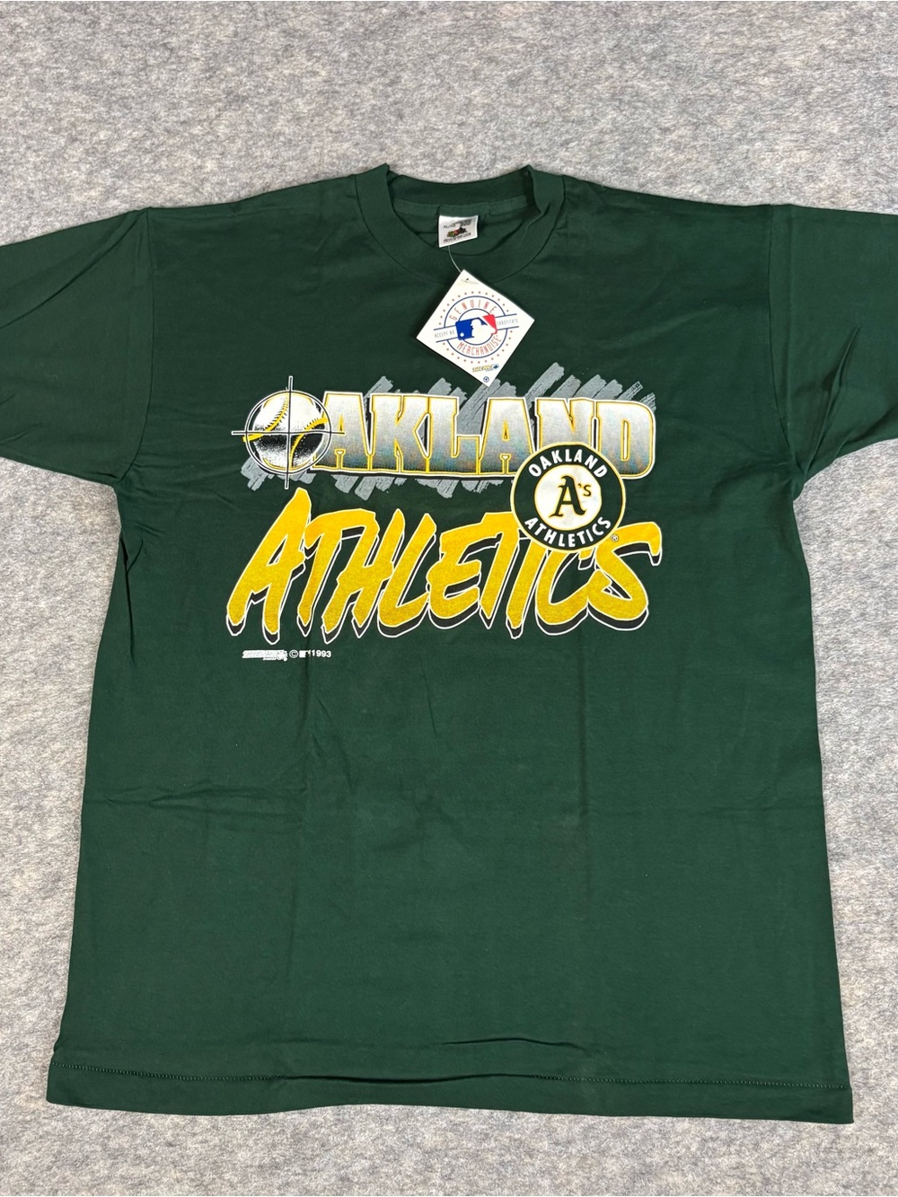 Oakland Athletics A's Baseball MLB Men's Single-Stitch Green T-Shirt XL NWT